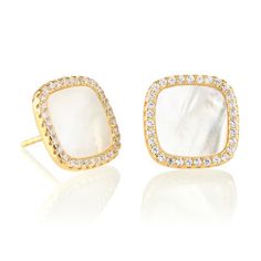 Introducing Mother of Pearl Square Earrings with Pavé CZ Rim — a captivating fusion of elegance and sparkle. These exquisite earrings feature lustrous mother of pearl squares framed by a dazzling pavé cubic zirconia rim, creating a stunning contrast of te White Rectangular Fine Jewelry Earrings, Elegant Rectangular Cubic Zirconia Earrings, Elegant Square Cubic Zirconia Jewelry, White Diamond Earrings With Pave Setting As Gift, Elegant Square Earrings For Anniversary, Elegant White Gold Square Jewelry, Elegant Square White Gold Jewelry, Elegant Square Jewelry With Diamond Accents, Patriotic Fashion