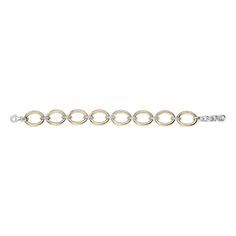 Description This bold gold plated sterling silver oval link bracelet is the perfect statement piece to adorn your wrist. Studded with cubic zirconia stones and crafted in an exquisite oval link design, this luxurious bracelet is sure to turn heads. With its timeless elegance and undeniable charm it can be worn for special occasions to daily wear. It has an extender chain for the lock, giving you the option to wear it at your preferred length. Specifications Material: Sterling Silver Gold Plated, Sterling Silver Rhodium Plated Stone: Cubic Zirconia Length: 18cm + 3cm extender Width: 1.5cm Product Code: B1017Y Luxurious Bracelet, Link Design, Timeless Accessories, Contemporary Jewellery, Gold Plated Silver, Gold Plated Sterling Silver, Silver Bracelets, Sterling Silver Bracelets, Link Bracelets