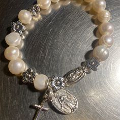 Rosary Bracelet for Women Stretch Bracelets Lady of Guadalupe Miraculous Medal Small Cross - Etsy Spiritual Pearl Bracelet With 8mm Beads, Spiritual 8mm Pearl Beads Bracelet, Pearl Charm Bracelet For First Communion, Spiritual Beaded Bracelets With Pearl Charm, Spiritual Beaded Pearl Rosary Bracelet, Spiritual Pearl Beaded Rosary Bracelet, White Spiritual Bracelets With Pearl Charm, Spiritual White Bracelets With Pearl Charm, Spiritual Pearl Bracelet With Pearl Charm