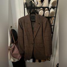 Mango Plaid Oversized Blazer Never Worn But No Tag Oversized Brown Fall Blazer, Oversized Brown Blazer For Fall, Brown Oversized Casual Blazer, Oversized Brown Casual Blazer, Beautiful Party Dresses, Oversized Blazer, Colored Blazer, Suit Jackets, Blazer Coat