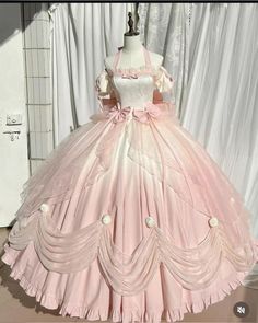 Pink And White Gown, Gowns With Bow, Dresses Puffy, White Gown Dress, Fairytale Disney, Devil Inspired, Princess Dress Pink, Princess Dress Fairytale, Sweet 16 Dress