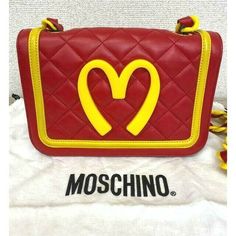 Thank you for visiting our page.  Description MOSCHINO & McDonald's collaboration Quilting Red Shoulder bag With storage bag  USED: Good Condition.  It has been carefully used since its purchase in 2014, but has scuffs, scratches and stains. ● Color Red ● Size H16cm(6.2") x W24cm (9.4") x  D7cm (2.7") *We carefully pack your products and ship from Japan. Please contact me if you have any questions. Shipping ＊Expedited shipping    DHL or FedEx tracked & full insured- About 5-10 days International Red Shoulder Bag With Original Box For Daily Use, Luxury Logo Bags As Gifts, Red Bag For Everyday Use, Red Shoulder Bag For Daily Use With Original Box, Red Rectangular Bags With Logo, Red Travel Bags With Logo, Red Shopping Bags With Logo, Red Logo Shoulder Bag, Red Rectangular Bag With Logo