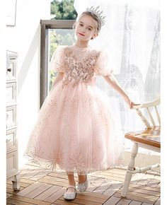 Buy super cute bling sequins pink tulle girls formal gown with bubble sleeves at wholesale price online. Free shipping and pro custom service since 2009. Pink Pageant Dress For Prom, Princess Style Glitter Tulle Gown For Prom Season, Princess Style Glitter Tulle Gown For Prom, Pink Princess Dress For Prom Season, Princess Style Sequined Prom Gown, Princess Style Prom Gown With Sequins, Princess Style Pageant Dress With Sequins For Prom, Pink Sequin Dress For Pageants, Princess Style Sequin Dress With Glitter Tulle