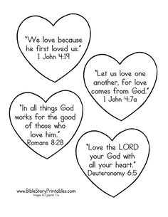 three hearts with bible verses on them