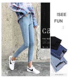 FREE SHIPPING Women Pants Ripped Stretch Waist Women Ankle Length Slim Jeans Pants JKP3645 Fall Cropped Leg Bottoms With Zip Fly, Fall Cropped Bottoms With Zip Fly, Trendy Stretch Bottoms With Zip Fly, Trendy Ankle-length Pants For Winter, Casual Stretch Jeggings For Winter, High Rise Stretch Pants For Winter, Casual Winter Stretch Jeggings, Winter Stretch Casual Jeggings, Trendy Ankle-length Fall Jeans