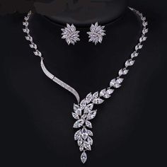 Cubic Zirconia Bridal or Anniversary Jewelry Set - 3DVanity.com Most Expensive Costume Jewelry, Luxury Lever Back Anniversary Jewelry, Rustic Wedding Jewelry, Costume Jewelry Sets, Big Jewelry, Wedding Costume, Zirconia Necklace, Wedding Party Jewelry, Anniversary Jewelry