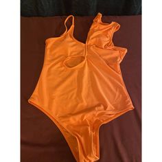 Edelqual Women's Size M One Piece Bright Orange Swimsuit. Trendy Sleeveless Pool Bodysuit, Trendy One-piece Cutout Bodysuit, Trendy Cutout Bodysuit For Summer, Spring Beachwear Bodysuit With Cutout, Casual One-piece Bodysuit For Pool, Sleeveless Cutout Bodysuit For Beach Season, Sleeveless Bodysuit With Cutout For Beach Season, Summer Sleeveless Cutout Bodysuit, Casual Sleeveless Bodysuit For Pool