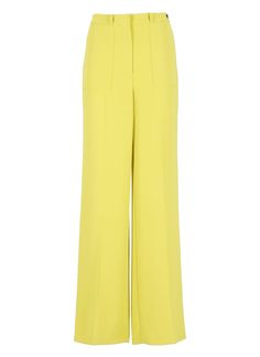 100% POLYESTER Elegant Yellow Pants With Pockets, Yellow Formal Bottoms For Spring, Elegant Yellow Wide Leg Workwear Pants, Formal Yellow Bottoms For Spring, Elegant Yellow Formal Pants, Formal Yellow Trousers, Elegant Yellow Pants For Spring, Elegant Yellow Straight Pants, Moncler Women