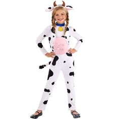 a girl in a costume that has a cow on it