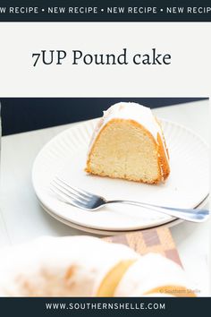 a slice of pound cake on a white plate