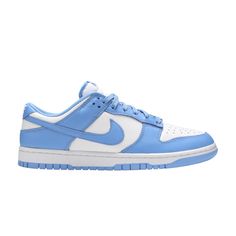 Find NIKE Dunk Low 'university on Editorialist. The Nike Dunk Low ‘University Blue’ delivers a simplistic two-tone colorway of the retro silhouette, rendered in classic color blocking that recalls the sneaker’s OG slate of colorways from 1985. The all-leather upper is accented with powder blue overlays and a matching blue Swoosh. A traditional woven Nike tag adorns the lightly breathable nylon tongue, which combines with a padded collar for a comfortable fit. The low-top is mounted on a standard rubber cupsole. Sporty Blue High-top Sneakers With Gum Sole, Throwback Streetwear Sneakers With Boost Midsole, Nike Collegiate Sneakers For Streetwear, Throwback Blue Basketball Shoes With Round Toe, Blue Urban Custom Sneakers With Contrast Sole, Blue Retro High-top Sneakers For Sports, Retro Blue High-top Sneakers For Sports, Classic Blue High-top Sneakers With Contrast Sole, Blue High-top Throwback Basketball Shoes