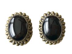 Vintage Quality Unsigned Heavy Bronze Onyx Clip On Earrings  | eBay Vintage Watches, Black Onyx, Clip On, Clip On Earrings, Antique Jewelry, Vintage Antiques, Onyx, Jewelry Watches, Im Not Perfect