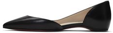 Grained leather ballerina flats in black. Pointed toe. Signature red leather sole featuring rubber injection at heel. Supplier color: Black