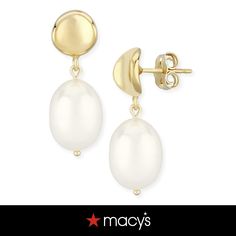 in stock Classic Oval Jewelry From Macy's, Classic Dangle Earrings With High Luster, Macy's Yellow Gold Drop Earrings, White Gold Oval Earrings Tarnish Resistant, Elegant Yellow Gold Pearl Earrings With Polished Finish, Oval White Gold Earrings Tarnish Resistant, Oval White Gold Tarnish-resistant Earrings, Macy's 14k Gold Dangle Earrings, Elegant Stamped 14k Gold Dangle Earrings