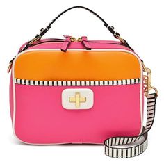 From Ldt, The Jill Stripe Colorblock Lunchbox Crossbody Bag Features: Nappa Leather Gold Hardware Zip Closure Resin Faux Turn-Lock Front Zip Compartment Has A Slip Pocket While The Back Compartment Has An Inside Zippered Pocket Studding Detail Approx. 9.5" L X 7" H X 3.5" W Imported. Color Is Hot Pink. Pink Crossbody Box Bag For Travel, Modern Pink Rectangular Satchel, Pink Square Box Bag With Detachable Strap, Pink Crossbody Box Bag With Detachable Strap, Modern Pink Box Bag With Detachable Handle, Modern Pink Square Satchel, Pink Top Handle Box Bag With Detachable Strap, Pink Travel Box Bag With Detachable Strap, Modern Pink Shoulder Box Bag