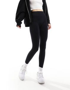 Miss Selfridge seamless high waist legging in black | ASOS High Rise Leggings With Wide Waistband, Tight High-rise Leggings With Wide Waistband, High-waisted Leggings With High Stretch And Wide Waistband, Tight High Waist Leggings With Wide Waistband, Tight Seamless Solid Bottoms, Tight Solid Seamless Bottoms, Tight Solid Bottoms With Seamless Construction, High Rise Black Elastane Tights, Versatile Black Seamless Leggings