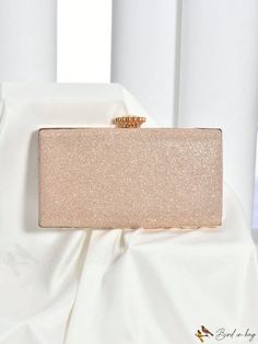 BirdinBag - Glitter Box Bag: Elegant Small Purse for Weddings, Proms & Parties Bag Elegant, Minimalist Pattern, Box Bag, Prom Party, Style Minimalist, Small Purse, Gold Details, Chain Styles, Kiss