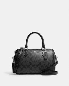 COACH® | Rowan Satchel In Signature Canvas Coach Rowan Satchel In Signature Canvas, Coach Rowan Satchel, Coach Satchel, Black Leather Satchel, Base 10, Leather Satchel Bag, Coach Outlet, Signature Canvas, Coach Leather