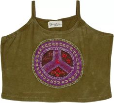 Green Peace Hippie Crop Tank Top | Tunic-Shirt | Green | Sleeveless, Patchwork, Stonewash, Embroidered, Vacation, Beach, Bohemian, Handmade Hippie Fits, Hippie Tank Tops, Green Peace, Beach Bohemian, Green Tunic, Estilo Hippie, Hippie Look, Bohemian Handmade, Trendy Skirts