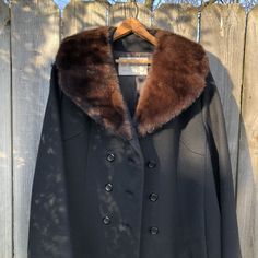 Vintage Windemere wool fur collar black coat  Women I bought this from wore 1 time  Super clean and seems new  No sizing tag, fits like XL  Measurements taken laying flat  Pit to pit 22  Waist 24  Length 43  Shoulders 17.5  Sleeve 23 Formal Classic Outerwear With Faux Fur Lining, Classic Wool Coat With Faux Fur Trim, Classic Mink Outerwear With Faux Fur Lining, Classic Wool Outerwear With Faux Fur Trim, Classic Wool Coat With Faux Fur Trim For Fall, Black Coat Women, Coat Women, Vintage Coat, Super Clean