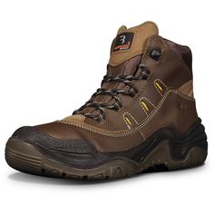 ASTM F 2413-18 rated safety boot with steel toe and electrical hazard protection. Flexible Polyurethane and TPU outsole, oil/slip-resistant. Removable PU footbed for easy washing These stylish shoes are the perfect blend of fashion and function. Manufactured with the highest quality materials, they are built to last. The comfort level of these shoes is unmatched, providing all-day support for your feet. Shock Resistant Brown Work Boots For Outdoor, Brown Shock Resistant Work Boots For Outdoor, Brown Shock Resistant Work Boots With Round Toe, High-top Work Boots With Protective Metal Feet For Outdoor, Safety Waterproof Lace-up Boots With Protective Metal Feet, Industrial Steel Toe Work Boots For Construction, High-top Steel-toe Work Boots For Construction, Shock Resistant High-top Safety Boots, High-top Protective Work Boots For Construction