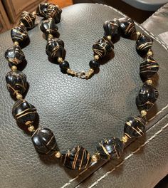 "Vintage Black and Gold Lucite Beaded Necklace.  24\" in length family estate liquidation" Family Estate, Beaded Necklaces, Black And Gold, Vintage Black, Necklace Etsy, Beaded Necklace, Jewelry Necklaces, Necklaces, Gold