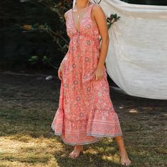 Summer Fashion Print Sexy Sleeveless Swing Maxi Dress 1-S Summer Prints Fashion, Backless Dress Summer, Dress Weights, Floral Print Dress Long, Dress Sleeve Length, Red Boho, Neckline Dress, Floral Print Midi Dress, Necklines For Dresses