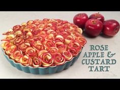 an apple and custard tart is shown with the video title below it