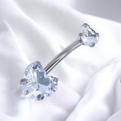 Super cute y2k 2000s silver diamond rhinestone double heart belly piercing ring bar.  Surgical steel  FREE STANDARD UK SHIPPING Heart Belly Button Piercing, Heart Belly Piercing, Piercing Bar, Face In Hole, Belly Piercing Ring, Bar Ring, Piercing Ring, Belly Piercing, Belly Button Piercing