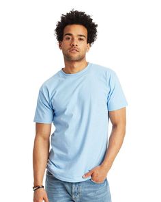 Unisex 6.1 oz., Beefy-T® T-Shirt - LIGHT BLUE - 2XL | Hanes 6.1 oz. Beefy-T-Shirt T-Shirt in Light Blue Size 2XL | Cotton Blue Tshirt Outfit, Light Blue T Shirt, Tshirt Outfit, Black Tears, T Shorts, Blank T Shirts, Blue T Shirt, Yellow Fabric, Different Outfits