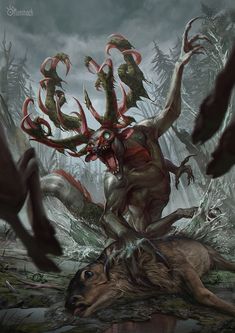 an image of a demon attacking a deer