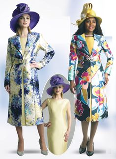 Lily and Taylor 4895 2 piece Jacket Dress Colors: Canary Multi, Kiwi Multi, Navy Multi Sizes: 4, 6, 8, 10, 12, 14, 16, 18, 20, 22, 24 Matching Hat: H116 Canary H939 Kiwi Call (469)571-3647 or email DivasDenFashion@gmail.com to purchase hat Elegant Multicolor Spring Sets, Elegant Multicolor Sets For Spring, Spring Formal Multicolor Outerwear, Multicolor Formal Spring Outerwear, Multicolor Formal Outerwear For Spring, Church Suits And Hats, Dress Colors, Church Suits, Matching Hat