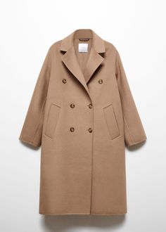 Handmade oversized wool coat - Women | Mango USA French Capsule Wardrobe, French Wardrobe, Oversized Wool Coat, Mango Outlet, Wool Overcoat, Wool Coat Women, Fashion Capsule, Classic Coats, Wool Blend Coat