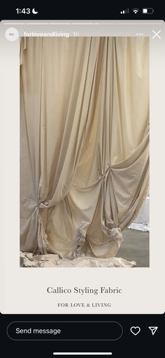 an image of the back side of a curtain that has been pulled down and is being displayed