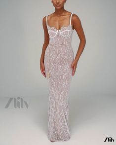 Zlily - Lace Halter Dress: Elegant and Sexy Bodycon Formal Maxi Dress Fitted Maxi Dress With Built-in Bra For Night Out, Fitted Maxi Dress With Built-in Bra For Date Night, Elegant Fitted Maxi Dress With Built-in Bra, Spring Lace Dress With Built-in Bra, Lace Dresses With Built-in Bra And Fitted Bodice, Elegant Fitted Dress With Built-in Bra, Elegant Fitted Bodycon Dress With Built-in Bra, Lace Stretch Dresses For Club, Glamorous Summer Dress With Built-in Bra