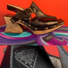 VTG John Fluevog Answer Response Flueseum- Black Leather Wooden Clog Open Toe Size Womens 10 Has some vintage wear but overall good condition! John Fluevog Shoes, John Fluevog, Womens Mary Janes, Wooden Clogs, Clogs Shoes, Vintage Wear, Mule Clogs, Mules Shoes, Mary Janes