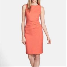 Kenneth Cole Coral Sleeveless Back Zip Bodycon Dress Size 8 Color Is Peach/Coral/Pink Ruching On The Side Material: 68% Rayon, 27% Nylon, 5% Spandex The Back Features An Exposed Zipper With Color Blocking Detail. Zipper Zips From Both Ends. In Excellent New Condition! The Item In The Photos Is The Exact One You're Buying. The Colors Are Mostly Listed As Named By The Manufacturer And May Appear Different, Depending Of Brightness Of Your Screen! From A Smoke-Free, Pet-Free Home Offers Welcome Bund Feminine Fitted Sleeveless Pink Dress, Pink Fitted Sleeveless Dress, Pink Sleeveless Dress For Work, Fitted Pink Sleeveless Dress For Work, Pink Knee-length Sleeveless Dress For Work, Spring Pink Sleeveless Dress For Formal Occasions, Spring Pink Sleeveless Formal Dress, Pink Sleeveless Dress For Spring Formal, Spring Formal Pink Sleeveless Dress