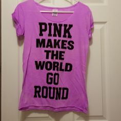 Victoria Secret Top T-Shirt Size Xsmall Color Purple Nwot Online Please No Trade No Swap Sporty Scoop Neck Top With Graphic Print, Basic Pink Scoop Neck T-shirt, Pink Scoop Neck Casual T-shirt, Pink Cotton Scoop Neck T-shirt, Money Pouch, Top T Shirt, Whisper Quotes, Color Purple, Victoria Secret