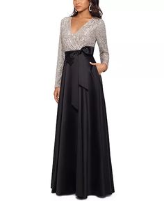 XSCAPE - Sequinned-Top Ball Gown Long Sleeve Sequin Top, Gown Elegant, Fall Wedding Guest, Evening Dresses Online, Cheap Evening Dresses, Dresses Formal Elegant, Ball Gown Skirt, Evening Gowns Elegant, فستان سهرة