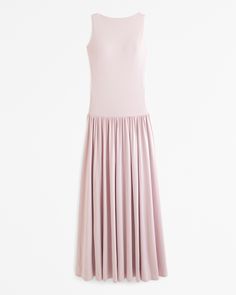 Women's Knit Drop-Waist Maxi Dress | Women's Dresses & Jumpsuits | Abercrombie.com Drop Waist Linen Dress, Abercrombie Pleated Dress, Abercrombie Poplin Dress, Drop Waist Casual Dress, Black Drop Waist Dress, Dropped Waist Dress, Comfortable Maxi Dresses, Wardrobe Building, Stretch Cotton Fabric