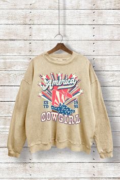 Cowgirl 1985 Washed Sweatshirt | JQ Clothing Co. Oversized Retro Sweatshirt, Retro Cotton Sweatshirt For Fall, 90s Cotton Sweatshirt For Fall, 90s Graphic Print Fall Sweatshirt, 90s Style Cotton Sweatshirt For Fall, Trendy Fall Sweatshirt With Screen Print, Retro Soft-washed Sweatshirt For Fall, Retro Cotton Sweater For Fall, Retro Cotton Sweatshirt With Screen Print