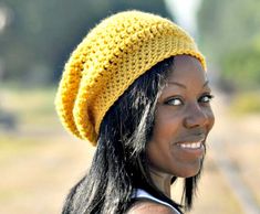 Yellow Womens Hat Slouchy Beanie  Weekender Slouchy Hat in image 1 Crochet Bonnet, Bonnet Au Crochet, Hipster Hat, Yellow Beanie, Crochet Slouchy Hat, Mens Hat, Loom Knitting Patterns, Pixie Hat, Bonnet Crochet