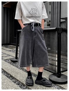 90's Baggy Washed Jorts – DAXUEN Adam Sandler Core, Long Jorts Outfits, Baggy Summer Outfits, Baggy Shorts Outfit, Jorts Streetwear, Grunge Fits, 90s Baggy, Streetwear Shorts, Outfit 90s