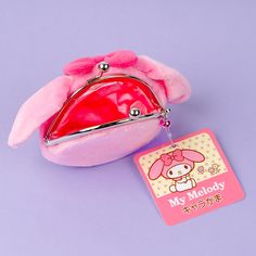 A gamaguchi purse is considered lucky in Japan, and this one gives us both luck and cuteness! It features a soft and fluffy My Melody face with a pretty pink ribbon. With the wide metal mouth clasp and smooth inner pocket, you can easily store your coins and other small items. Made of soft boa fabric Gamaguchi Purse, Sanrio Bag, Coin Purse Keychain, Cute Coin Purse, Mini Coin Purse, Kawaii Plush, Pink Girly Things, Kawaii Shop, Maneki Neko