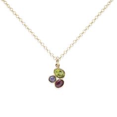 The 'Cosmo' Mini necklace by Vintouch is strung with a set of vibrant natural gemstones, making it such a thoughtful gift for yourself or a loved one. Handmade from 18-karat gold-plated silver in the brand's studios in Italy, it features peridot, rhodolite garnet and iolite with a dainty chain that looks equally cool on its own or layered with longer styles. Cast from 18 karat gold over Sterling Silver. (1-micron thickness). To protect gold-plating from natural oxidation, a 0.10-micron palladium Multicolor Multi-stone Birthstone Necklace As Gift, Multicolor Birthstone Pendant Necklace, Mini Necklace, Dainty Chain, Rhodolite Garnet, Red Blue Green, Precious Metal, Watch Necklace, Metal Necklaces