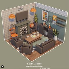 an animated living room with furniture and decor