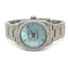 ad eBay - Rolex Oyster Perpetual 31mm Midsize 2ct Diamonds ICE Blue Steel Watch Ref 77080. Blue Diamond Watch With Round Dial, Blue Timeless Diamond Watch, Diamond Ice, Rolex Oyster Perpetual, Rolex Oyster, Blue Steel, Oyster Perpetual, Steel Watch, Ice Blue