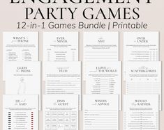 printable engagement party games for the bride and groom to play on their wedding day