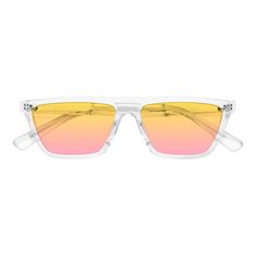 Unisex clear geometric full-rim sunglasses frames are available in variety of colors to match any outfit. These affordable qualified geek-chic hipster gradient sunglasses include free single-vision prescription yellow / pink gradient lenses with AR and 100% UV protection, a case and a cleaning cloth. Bifocal and progressive lenses are supported. These trapezoidal frames create a sleek, architectural look that shows you have taste - and a bit of an edge. Wear them wherever you want to show your c Geometric Gradient, Progressive Lenses, Pink Gradient, Gradient Sunglasses, Geek Chic, Cleaning Cloth, Tortoise, Uv Protection, Mirrored Sunglasses