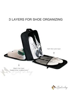 three layers for shoe organizing in black and white